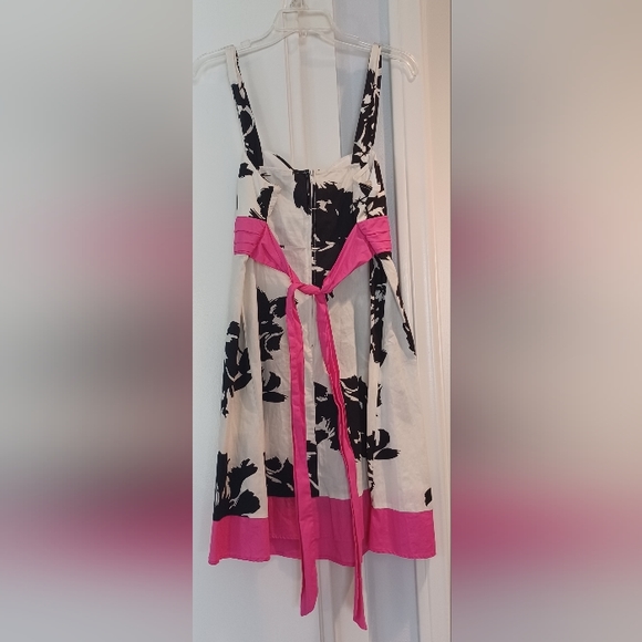 NWT City Studio 13 White Blk Floral Hot Pink Trim Formal Party Prom A-line Dress - Picture 2 of 14